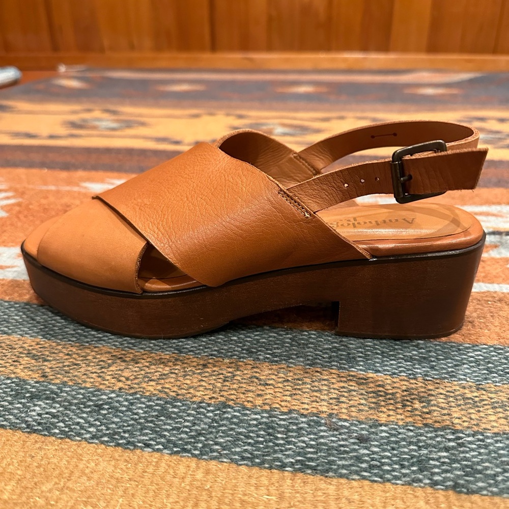 Tan Leather Platform Sandals